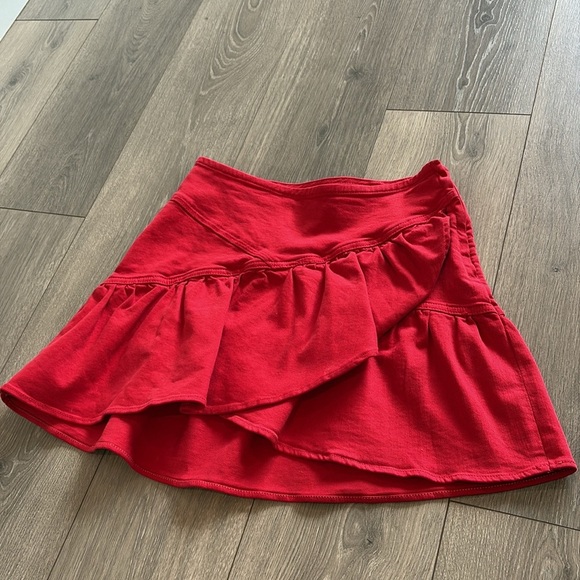 MOTHER The Minx Mini Denim Skirt In Red Ribbon Size 29 - Picture 9 of 14